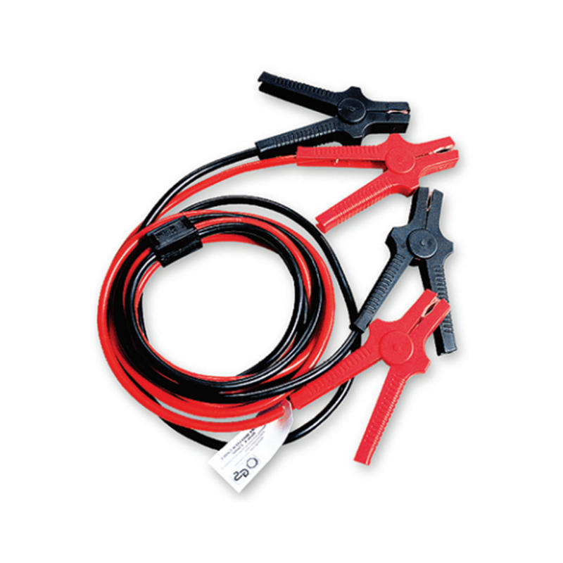 Automotive 35 mm2 jumper cable, GS certified, with current detector, copper clad aluminum conductors, red and black double parallel wires, plastic clips, copper plated headers.