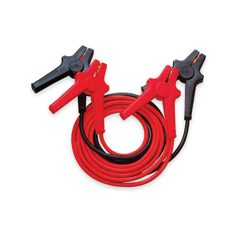 Automotive 16 mm² jumper cable, GS certified, copper clad aluminum conductors, red and black double parallel wires, plastic clips, copper plated headers.